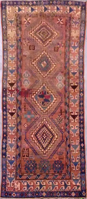 Authentic Cavasion Hand-Knotted Natural Wool Rug With Kazak Design 10'0'' X 4'4'' Panr0021320